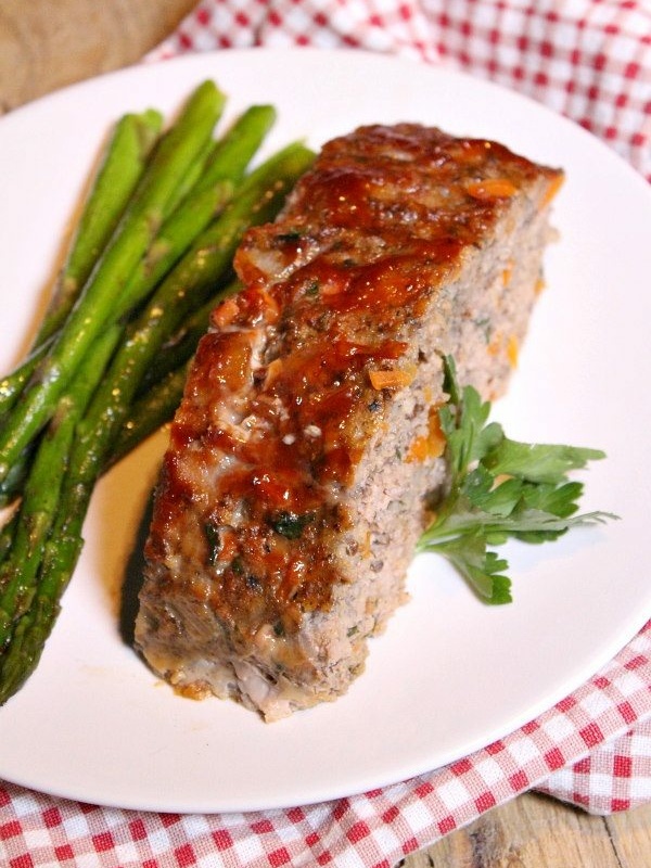 turkey meatloaf on a white plate