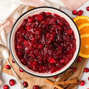 bowl of cinnamon cranberry sauce