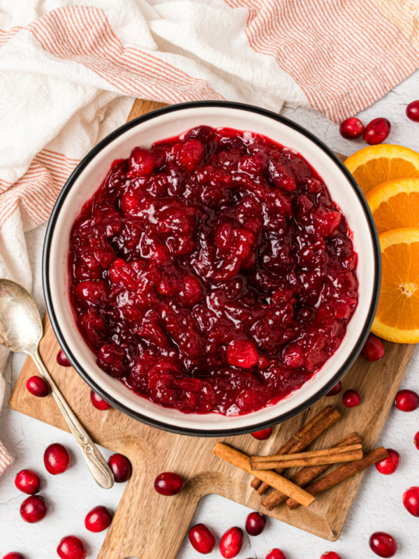 bowl of cinnamon cranberry sauce