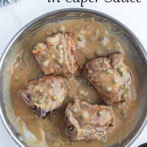 pinterest pin for lamb chops in caper sauce