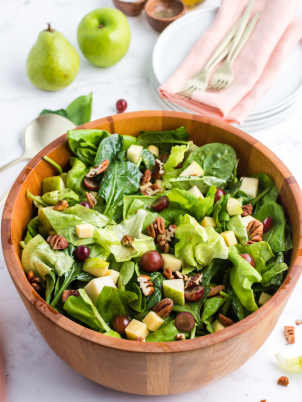 pear and apple salad in a bowl