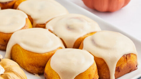 Pumpkin Cinnamon Rolls with Maple Frosting - Grandbaby Cakes