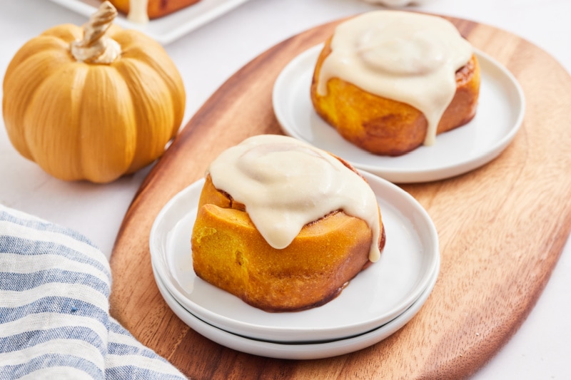 Pumpkin Cinnamon Rolls with Maple Frosting - Grandbaby Cakes