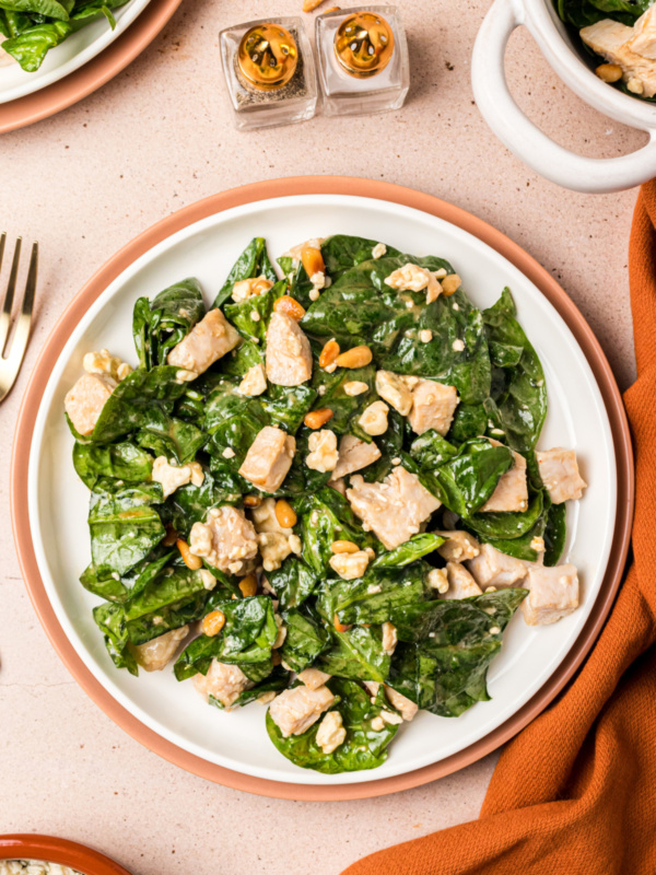 plate of turkey spinach salad