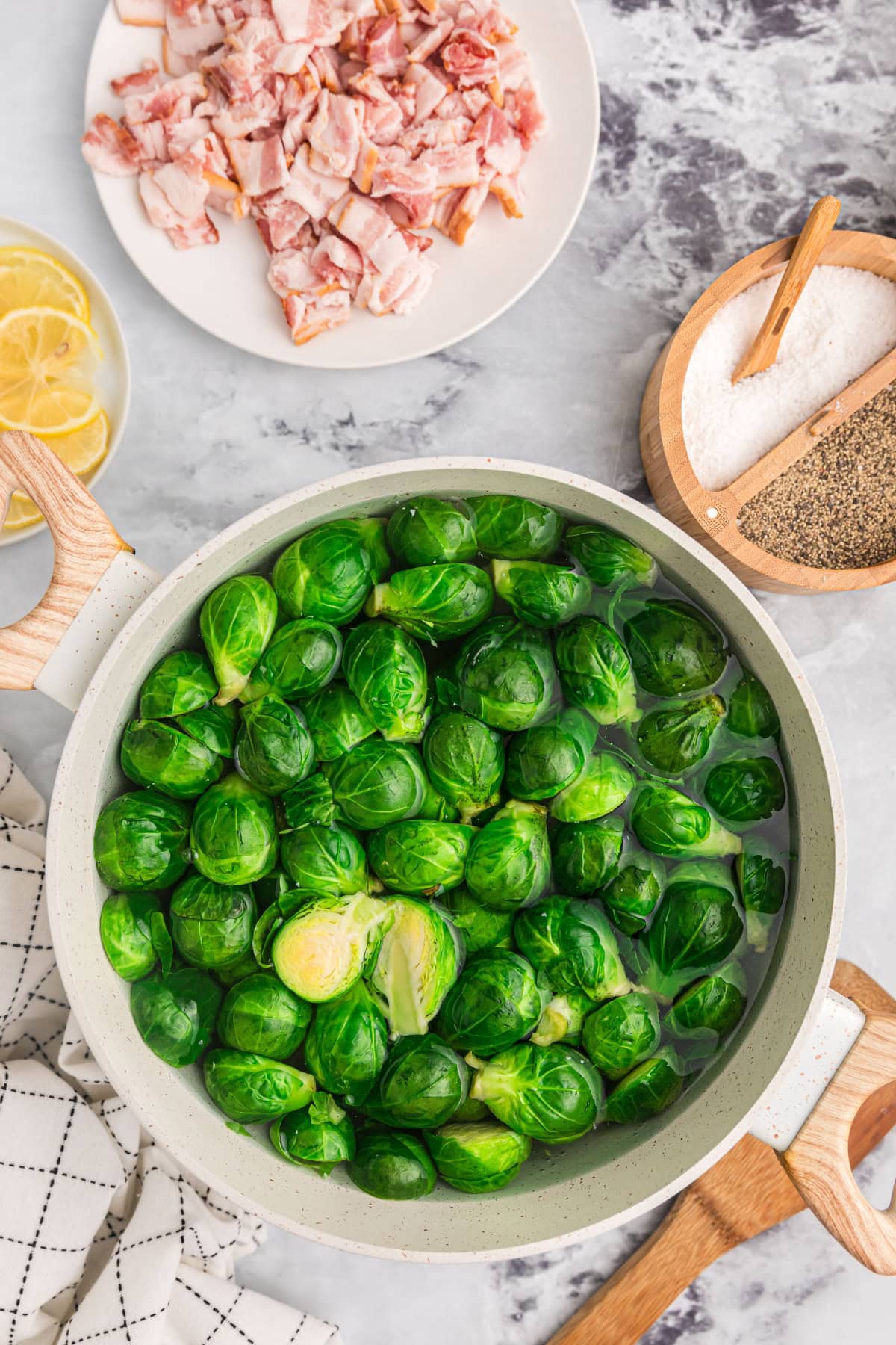 bright green brussels sprouts in bowl