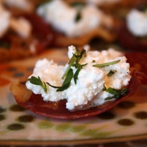 Pancetta Crisps with Goat Cheese and Pear