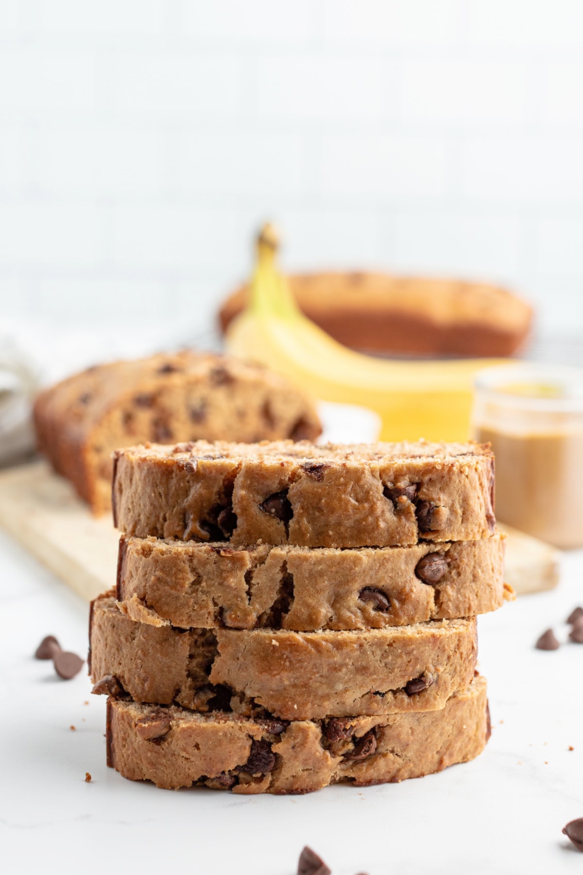 slices of banana bread stacked