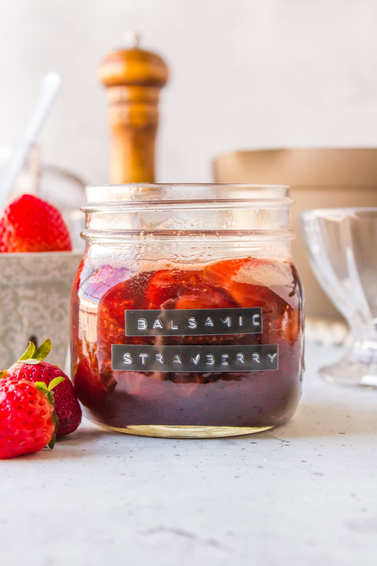 jar of balsamic strawberry sauce
