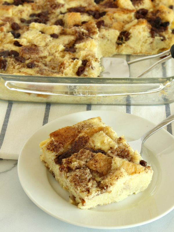 slice of bread pudding on a plate