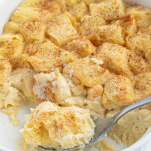 pinterest image for custard bread pudding