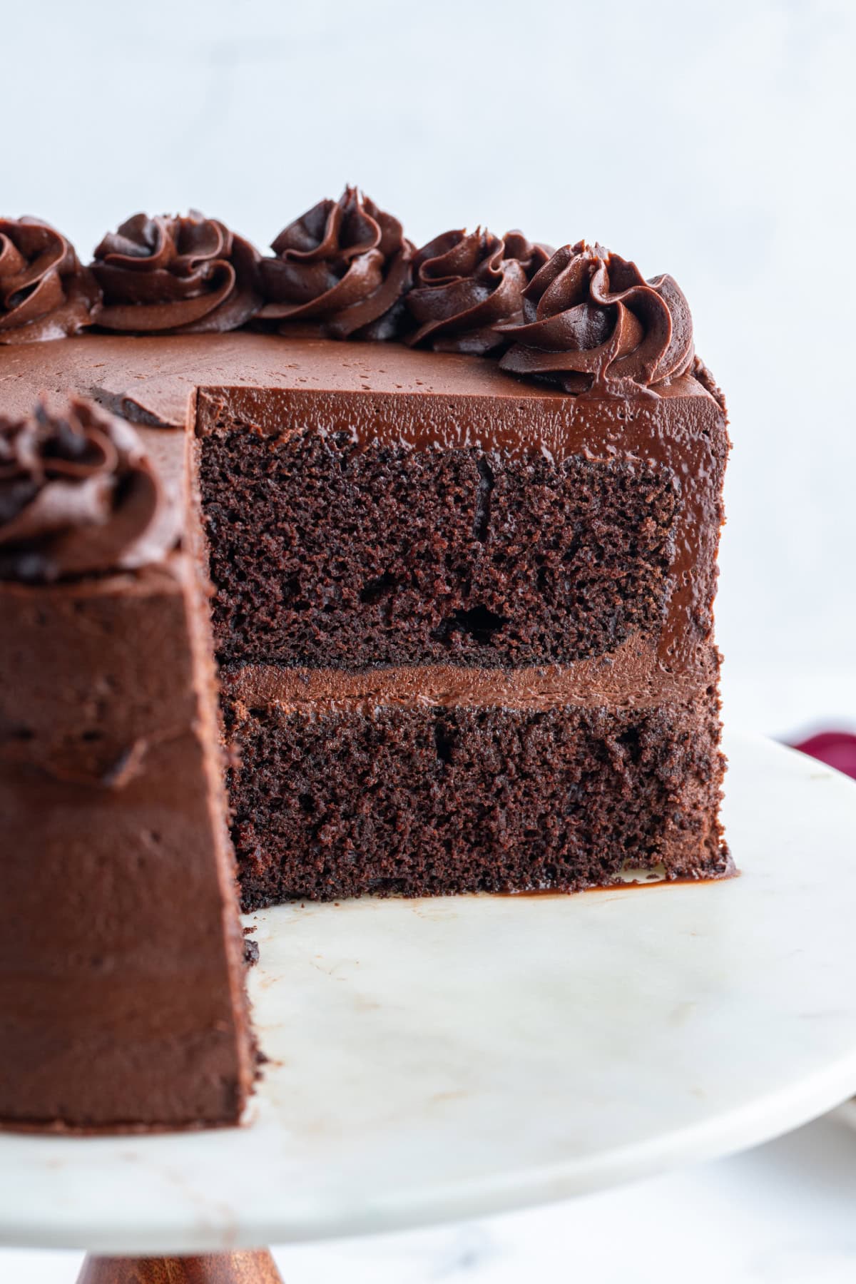 hershey's chocolate cake sliced open to show inside