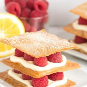 Lemon Cream and Raspberry Phyllo Napoleons