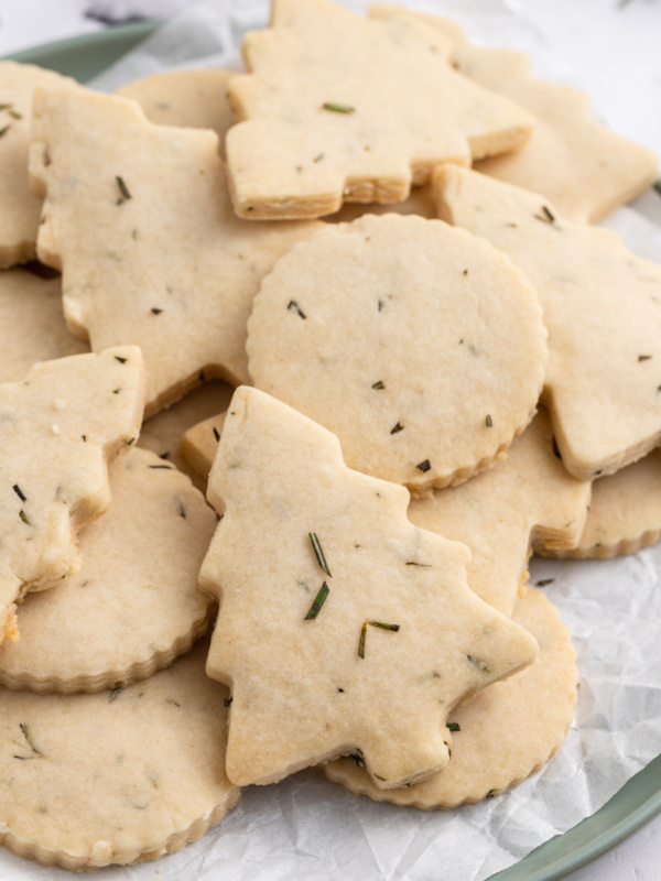 rosemary shortbread cookies in different shapes