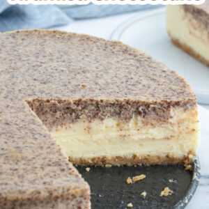 pinterest image for tiramisu cheesecake