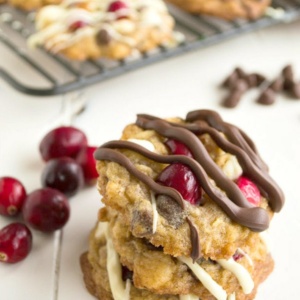 Triple Chocolate Cranberry Oatmeal Cookies