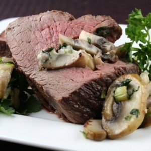 Blue Cheese and Mushroom Stuffed Beef Tenderloin