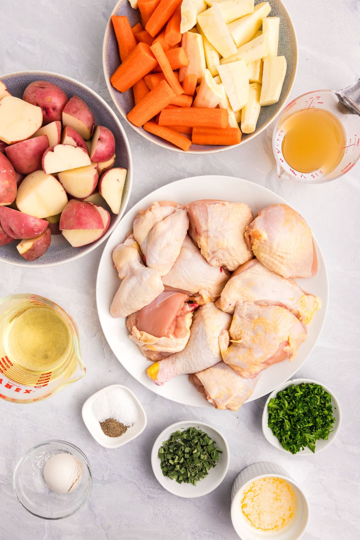 ingredients displayed for making easy roast chicken dinner