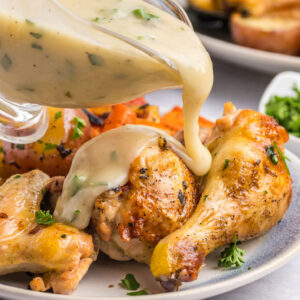 pinterest image for easy roast chicken dinner