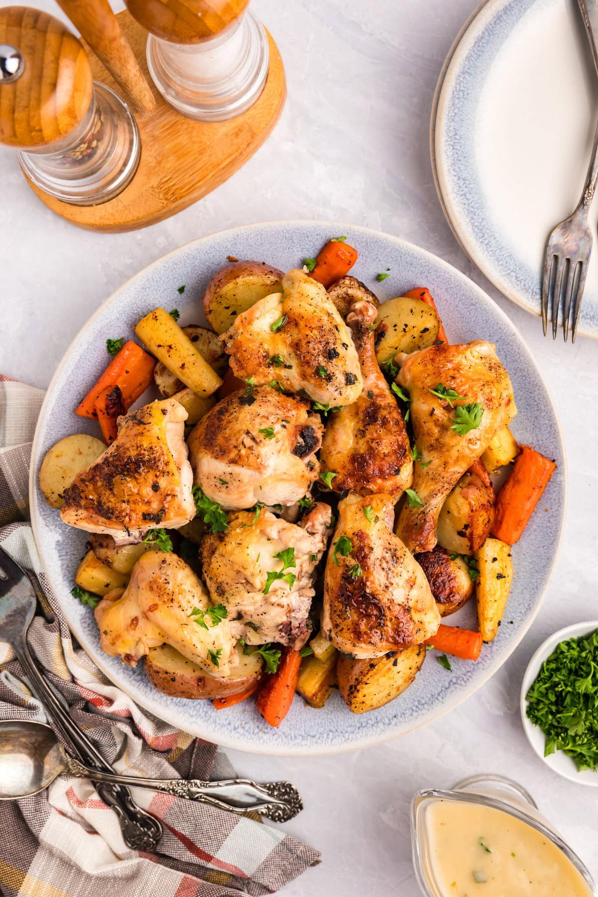 Easy roast chicken dinner in a bowl