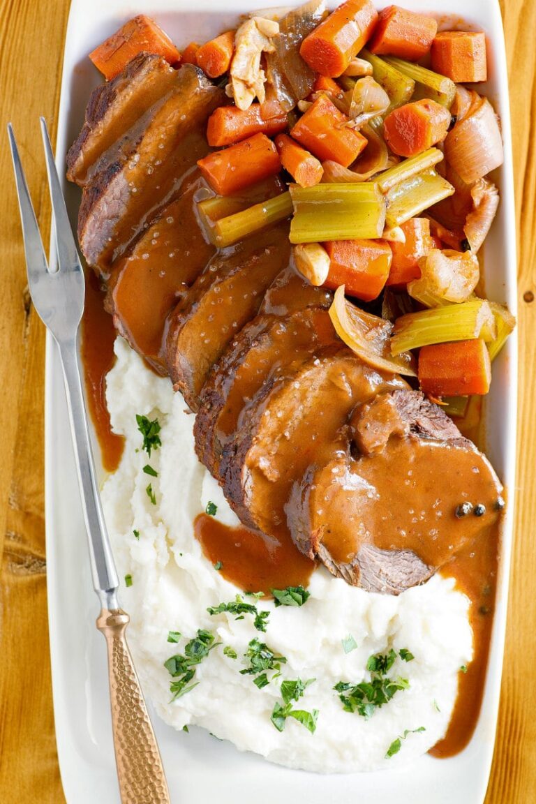 Merlot Pot Roast with Horseradish Smashed Potatoes - Recipe Girl®