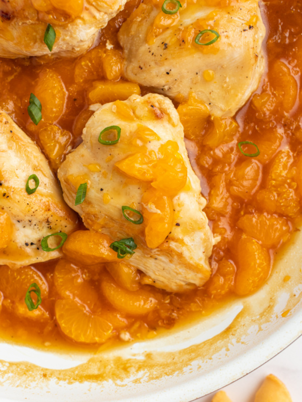 asian orange chicken in a skillet