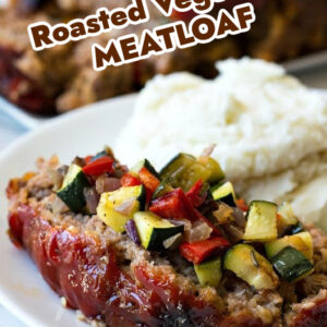 Pinterest image for roasted vegetable meatloaf