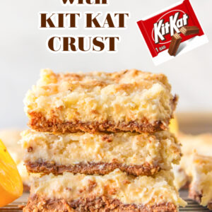 pinterest image for lemon bars with kit kat crust