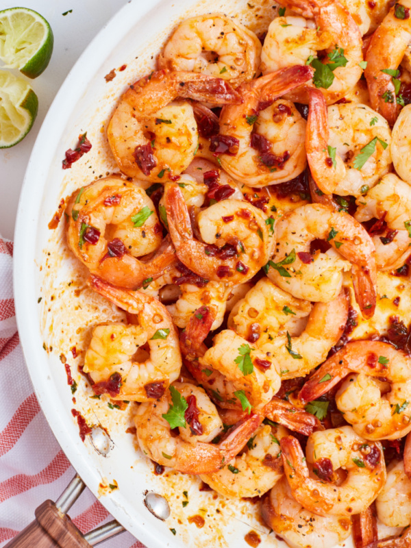 pan seared shrimp with chipotle lime glaze in skillet