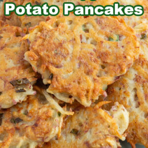 pinterest image for crispy potato pancakes