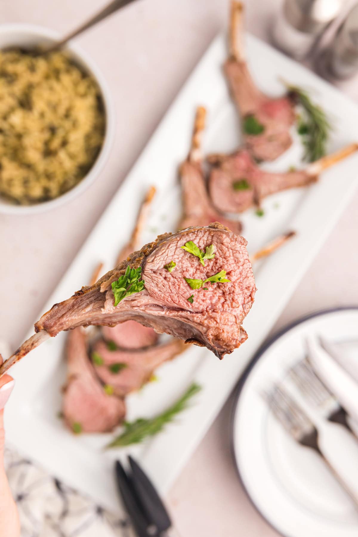 single piece of rack of lamb