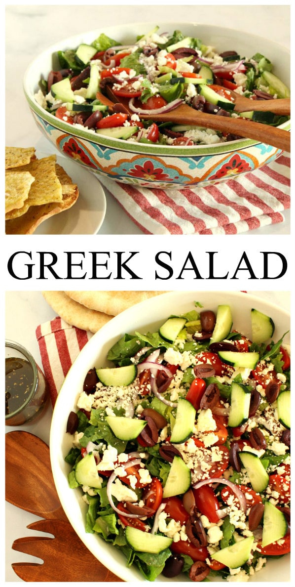 Greek Salad with Seasoned Flatbread - Recipe Girl