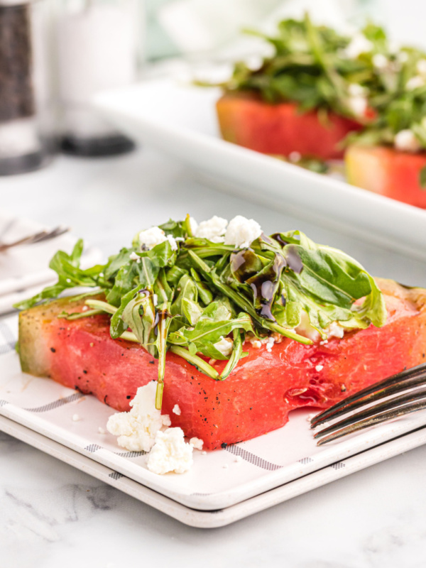 grilled watermelon salad on a plate