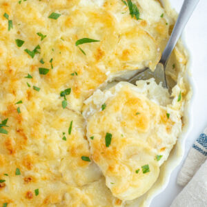 pinterest photo for potato leek gratin