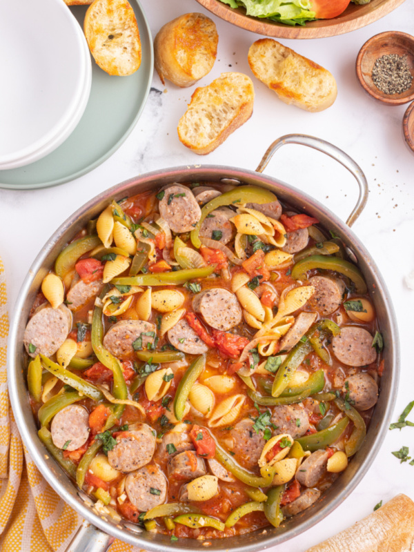 sausage and pepper stew in a pot