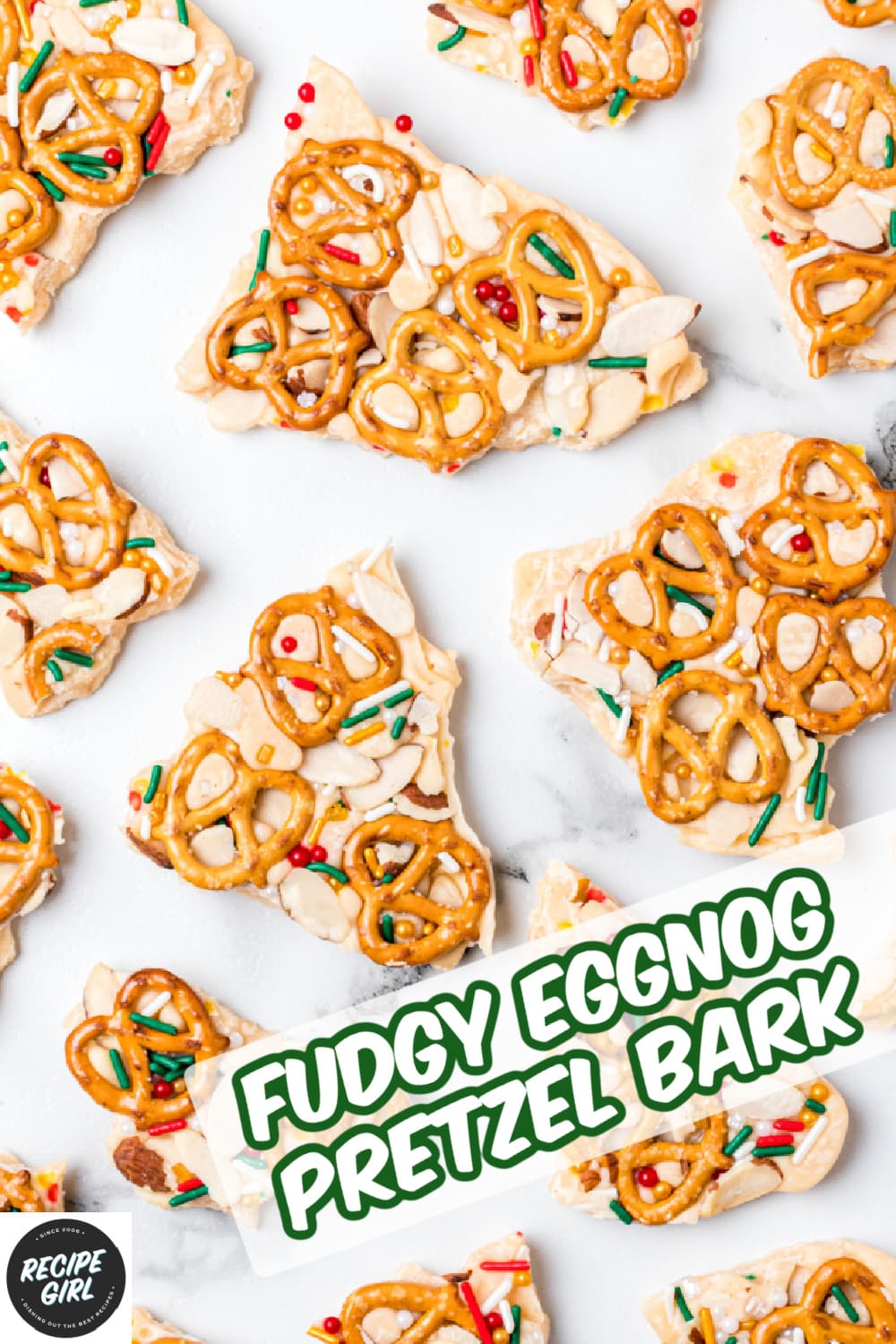 Fudgy Eggnog Pretzel Bark - Recipe Girl