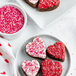 heart brownies on a plate