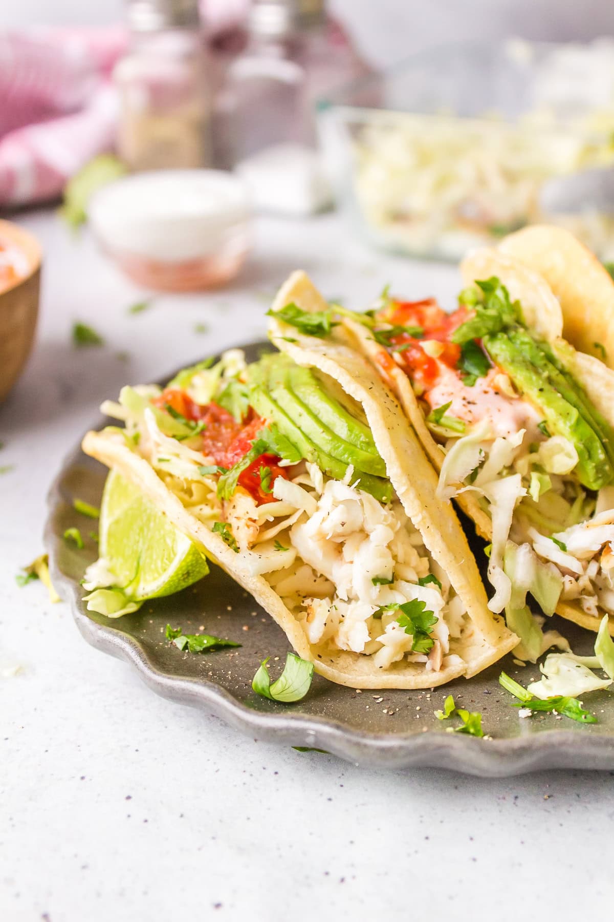 fast fish tacos on a plate