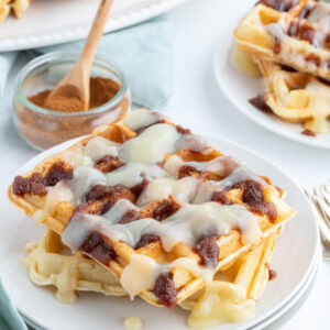 cinnamon roll waffles on plate