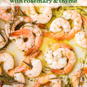 pinterest image for roasted shrimp with rosemary and thyme