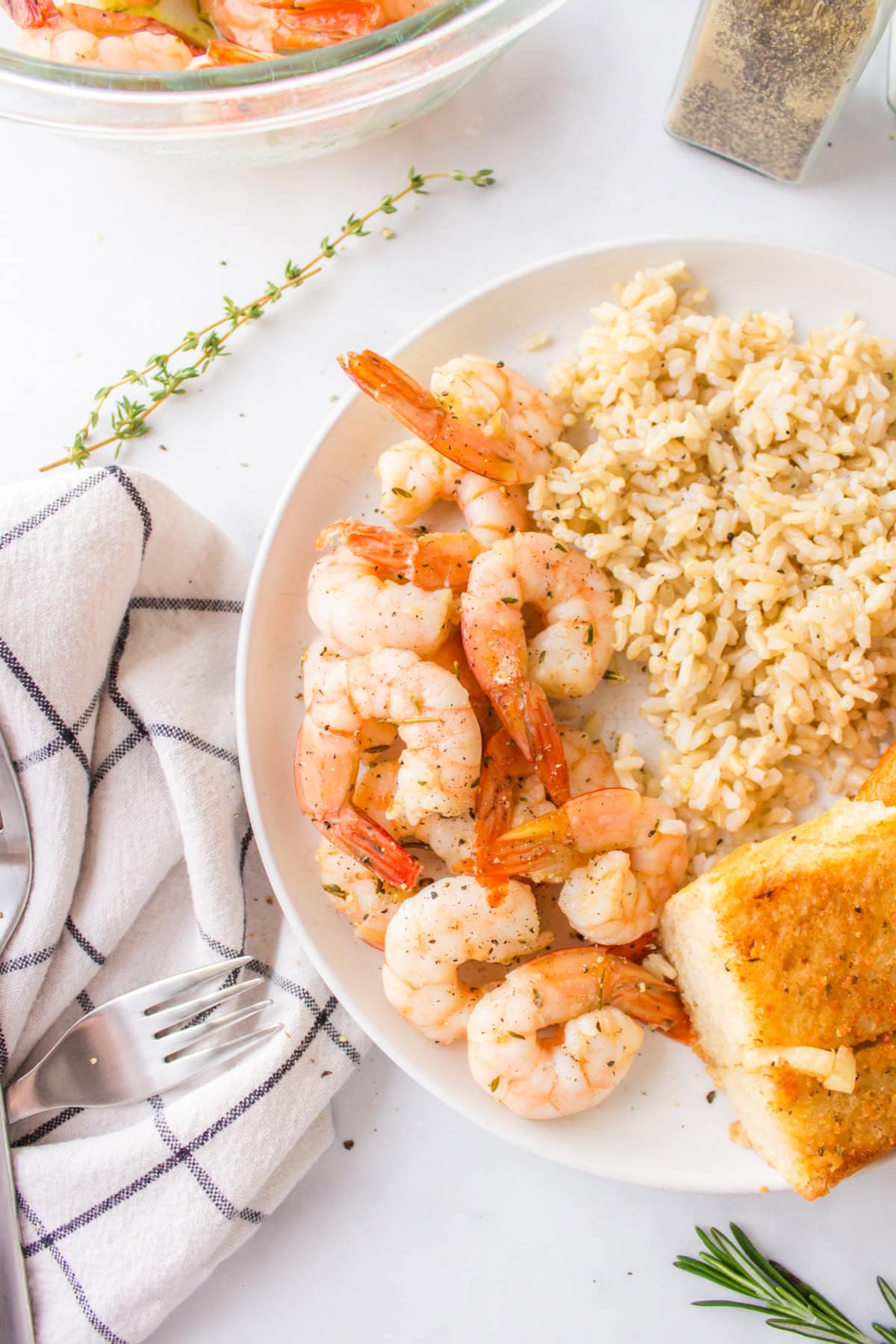 plate of shrimp and rice