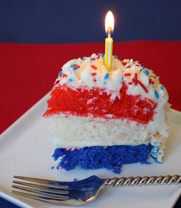 Red, White & Blue Fourth of July Cake - This Celebrated Life