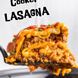 pinterest image for slow cooker lasagna