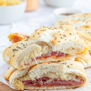 slices of reuben bread stacked