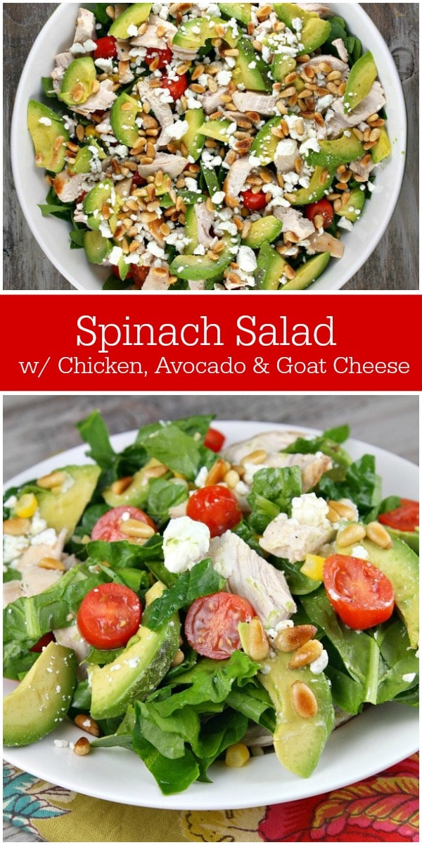 Spinach Salad with Chicken, Avocado and Goat Cheese - RecipeGirl