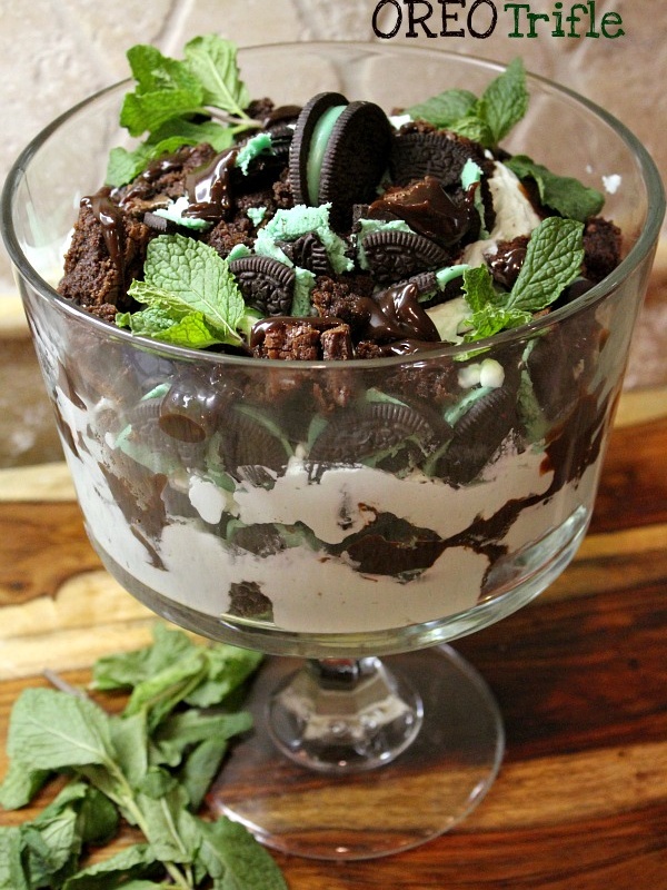 Mint Brownie Hot Fudge Oreo Trifle