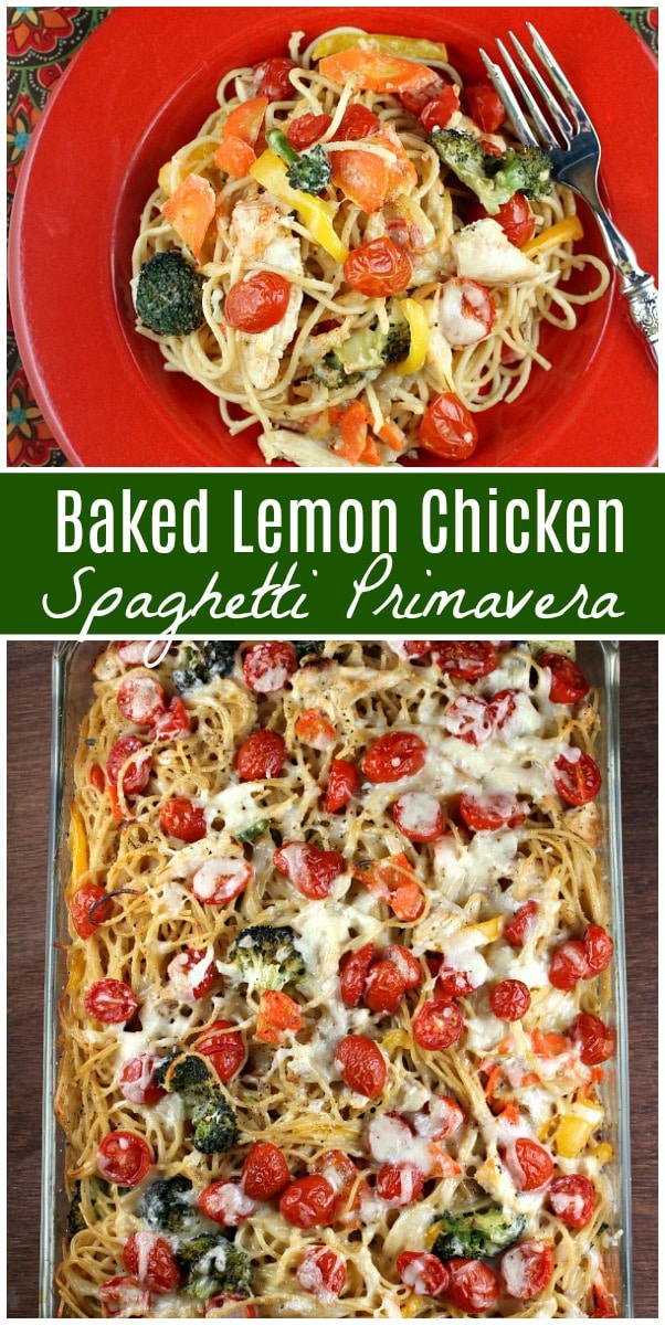 Baked Lemon Chicken Spaghetti Primavera Recipe Girl