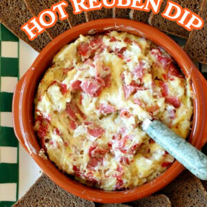 Pinterest image for hot reuben dip