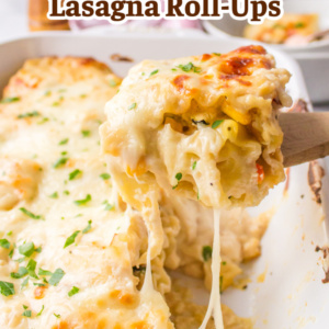 pinterest image for roasted vegetable lasagna roll ups