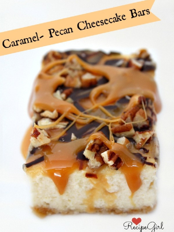 caramel pecan cheesecake bars