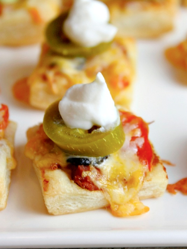 Puff Pastry Nachos on platter